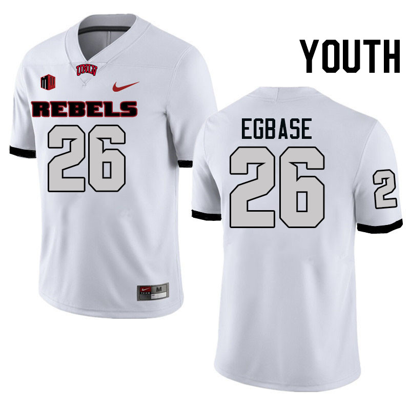 Youth #26 Ose Egbase UNLV Rebels College Football Jerseys Stitched-White